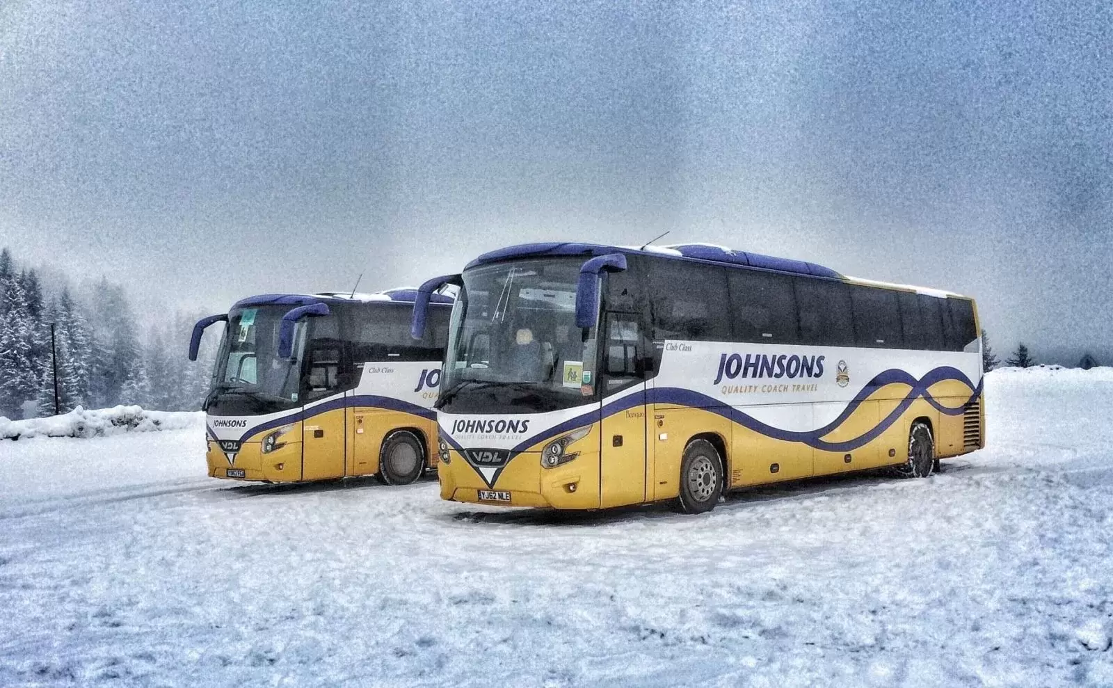 Johnsons coaches in snow