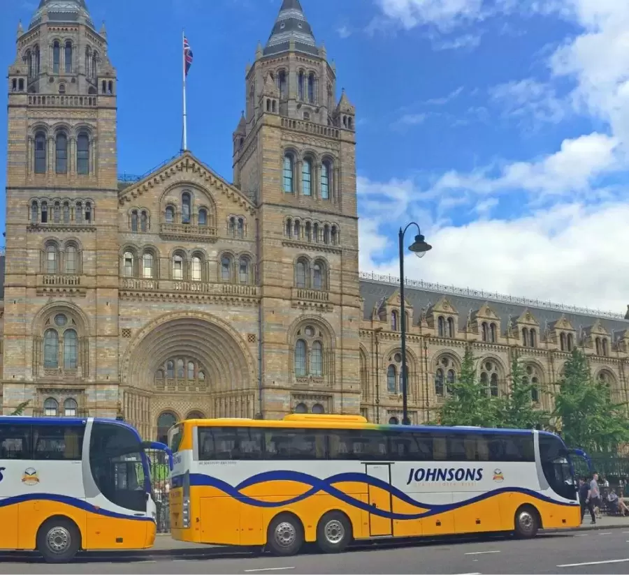 Johnsons coaches outside cathedral